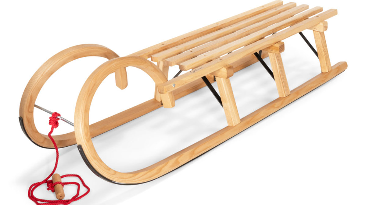 Gloco Sirch Horned Wooden Sled 45'' Ash Wood Germany - Snow Sleds Online