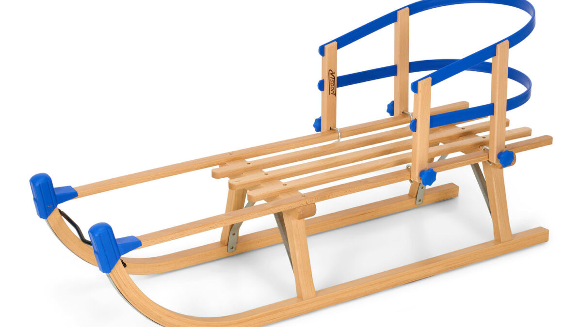 Wooden Snow Sled 40'' Davos Spolnota with Backrest