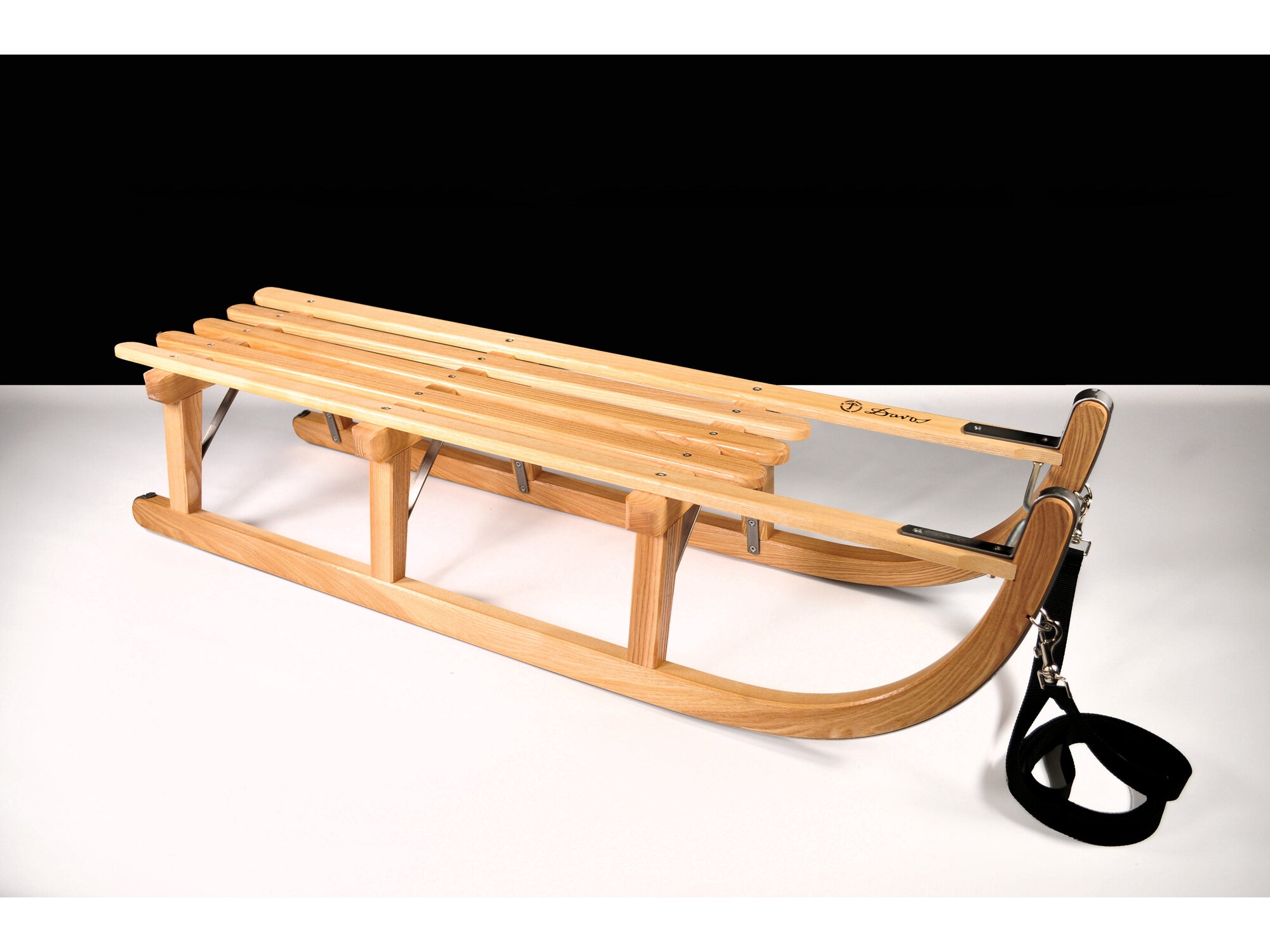 Wooden sledge with backrest Winter footmuff Sleigh Footmuff Wool Uni 90cm 