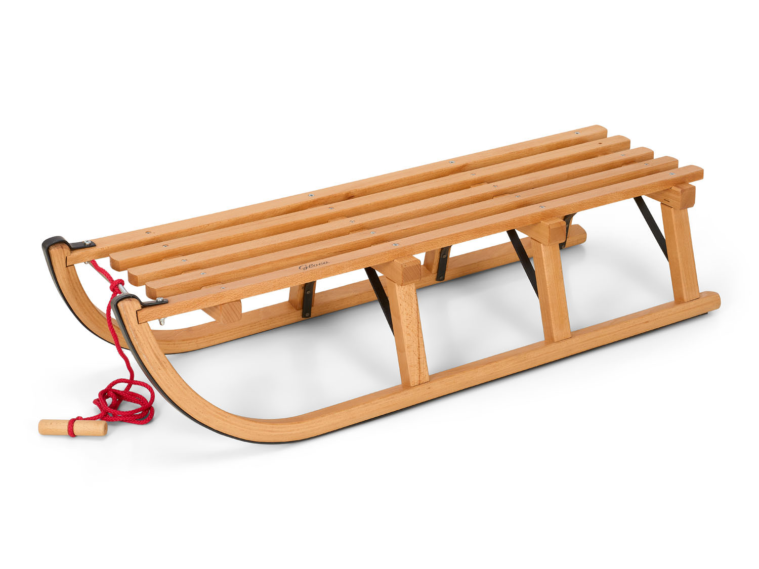 Gloco Sirch Wooden Snow Sled Davos 40'' long slates with Backrest - Image 2