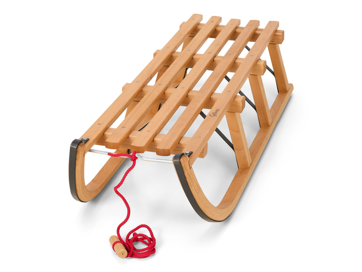 Gloco Sirch Wooden Snow Sled Davos 40'' long slates with Backrest - Image 3