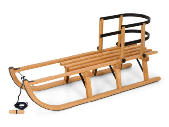 Gloco Sirch Wooden Snow Sled Davos 43'' with Backrest Black edition