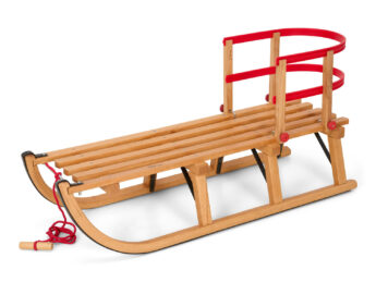 Gloco Sirch Wooden Snow Sled Davos 40'' long slates with Backrest
