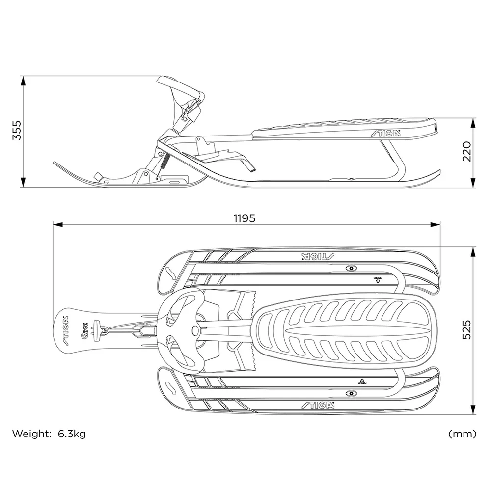 Stiga Snowracer Curve Bio Steering Sled Graphite/Aqua - Image 4